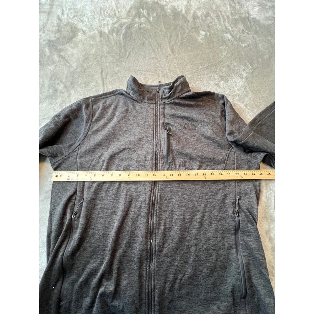 The North Face Full Zip Fleece Jacket Mens XXL Gray Heather Mock Neck Pocket